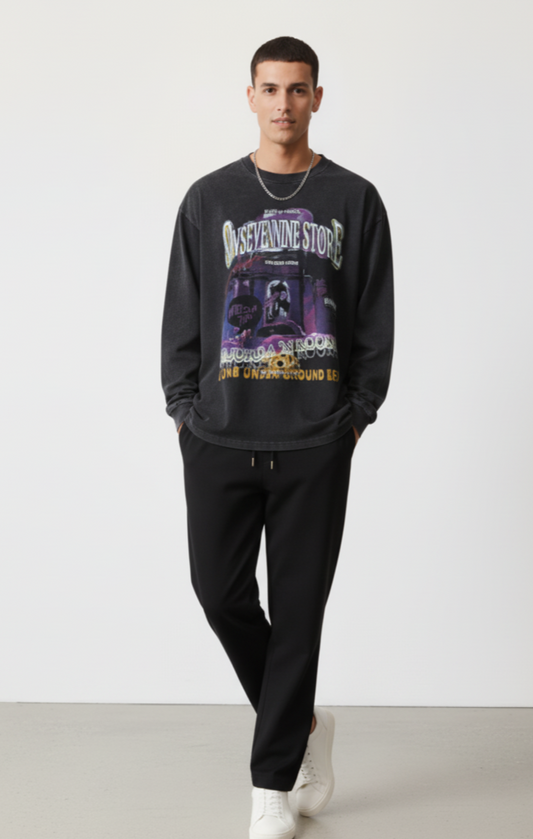 Men's Graphic Round Neck Long Sleeve T-Shirt