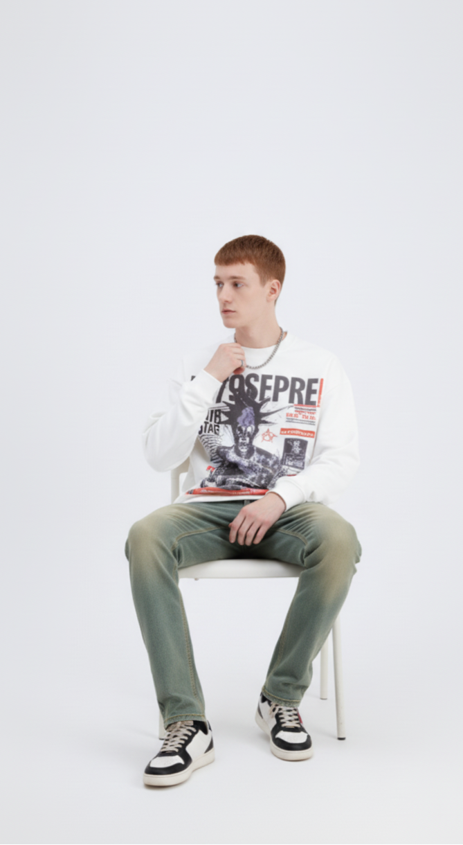 Men's Graphic Round Neck Long Sleeve T-Shirt