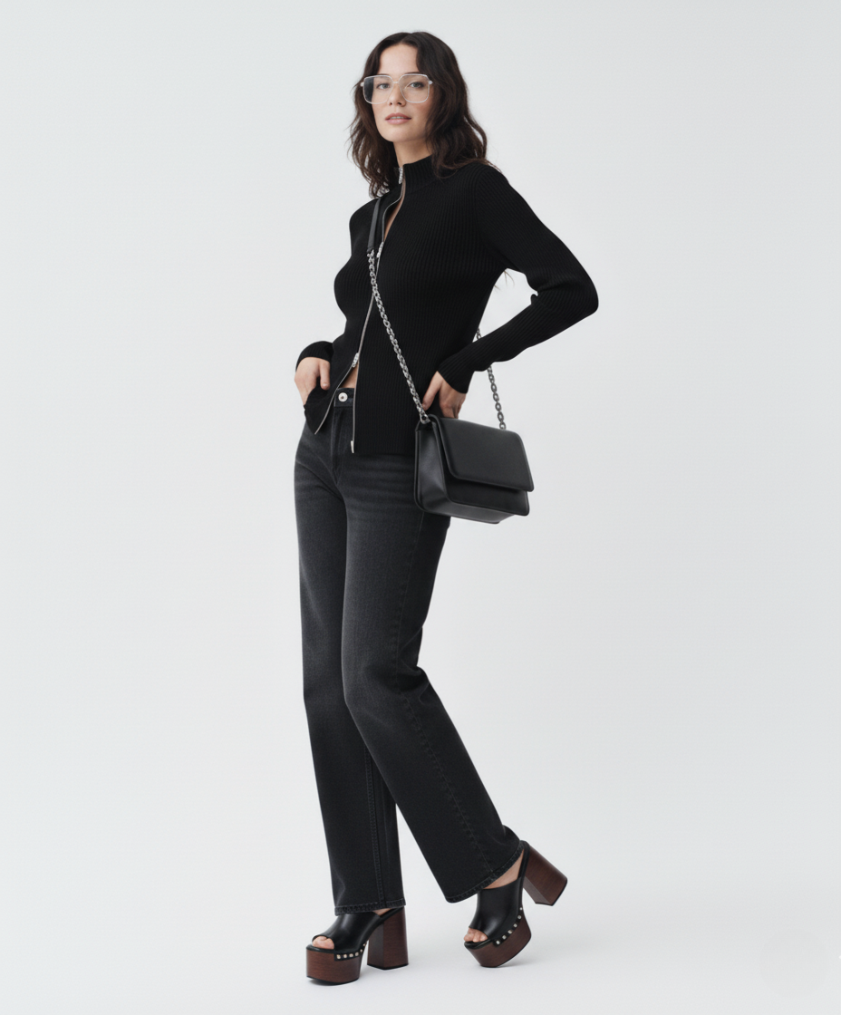 Double Zipper Cardigan Thermal Knitting Coat