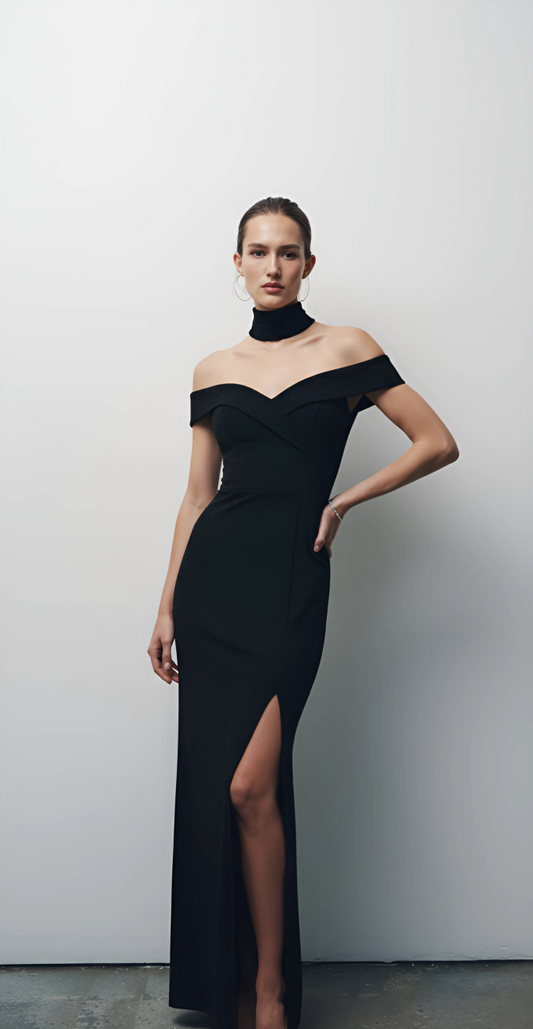 Off-Shoulder Split Maxi Dress