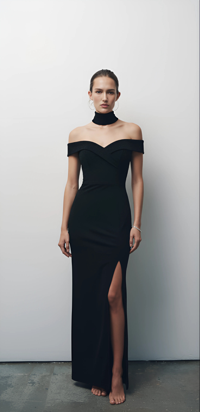 Off-Shoulder Split Maxi Dress