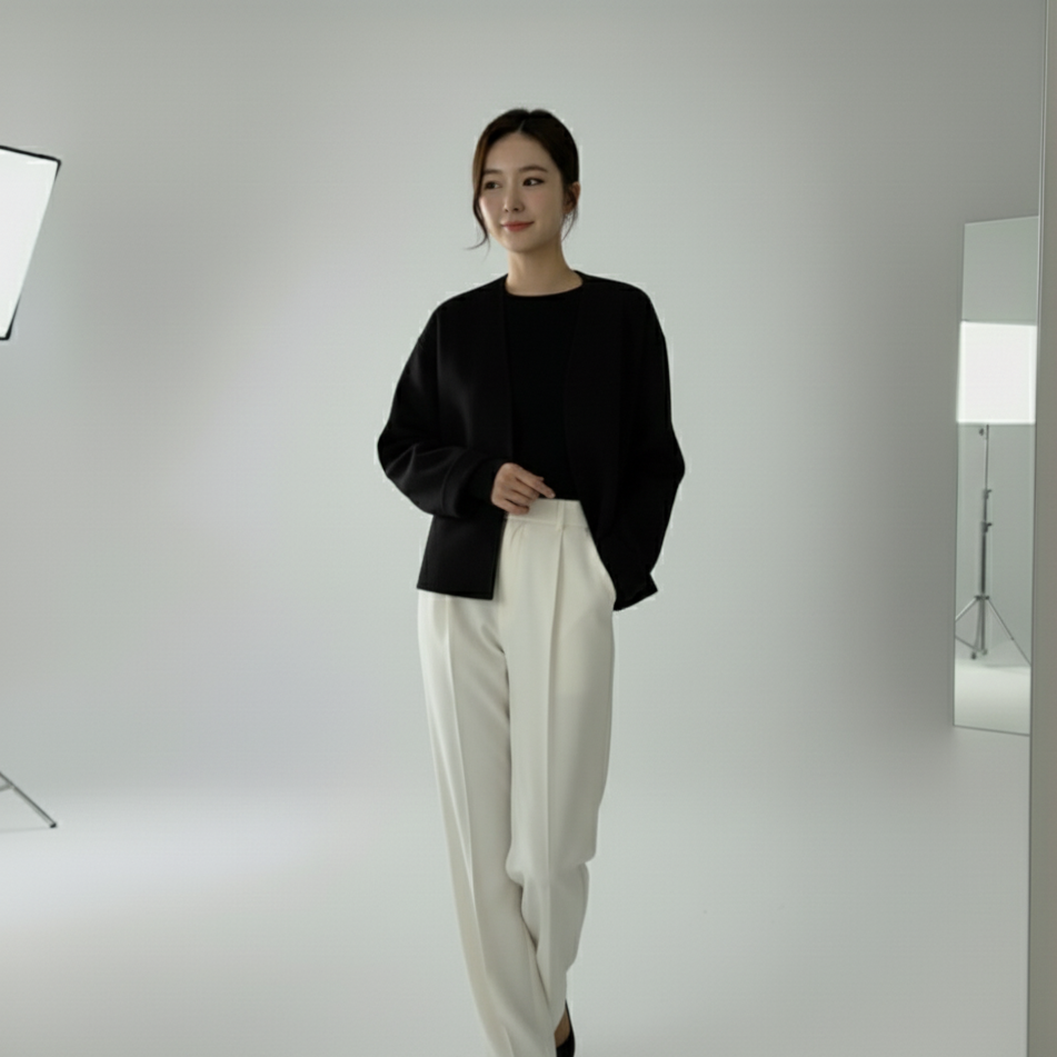 Stylish Graceful Simple Small V-neck Loose Woolen Coat