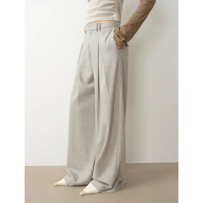 Double-Pleated Wide-Leg Wool Trousers