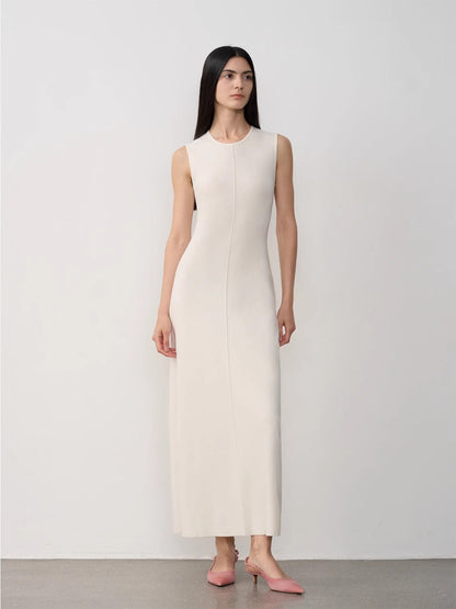 Baslan Merino Wool Extra Long Sleeveless Lazy Knit Dress