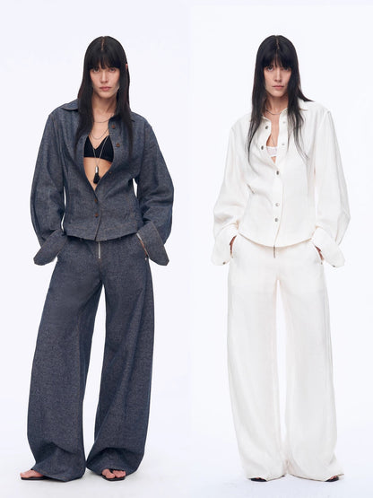 Linen Deconstructed Silhouette Old Money Style Waist Shirt Top