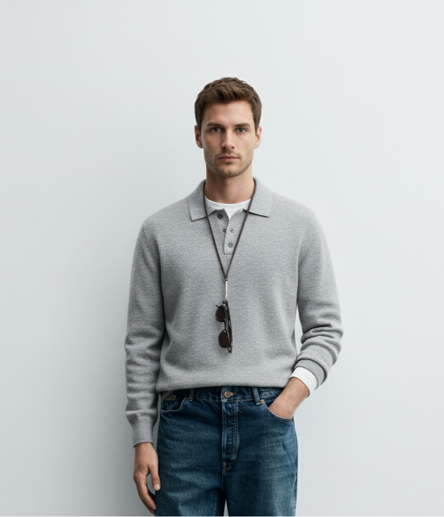 Polo Collar Sweater Autumn And Winter Long Sleeve Lapel Knitwear