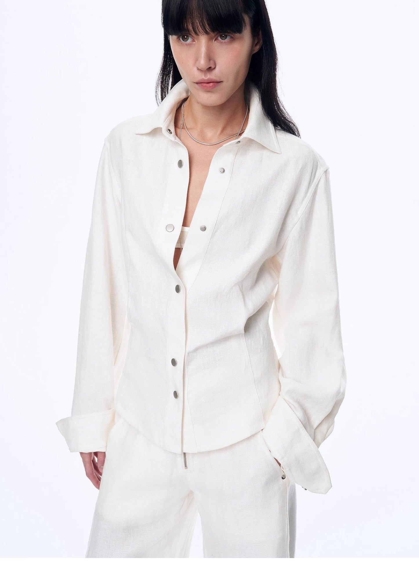 Linen Deconstructed Silhouette Old Money Style Waist Shirt Top