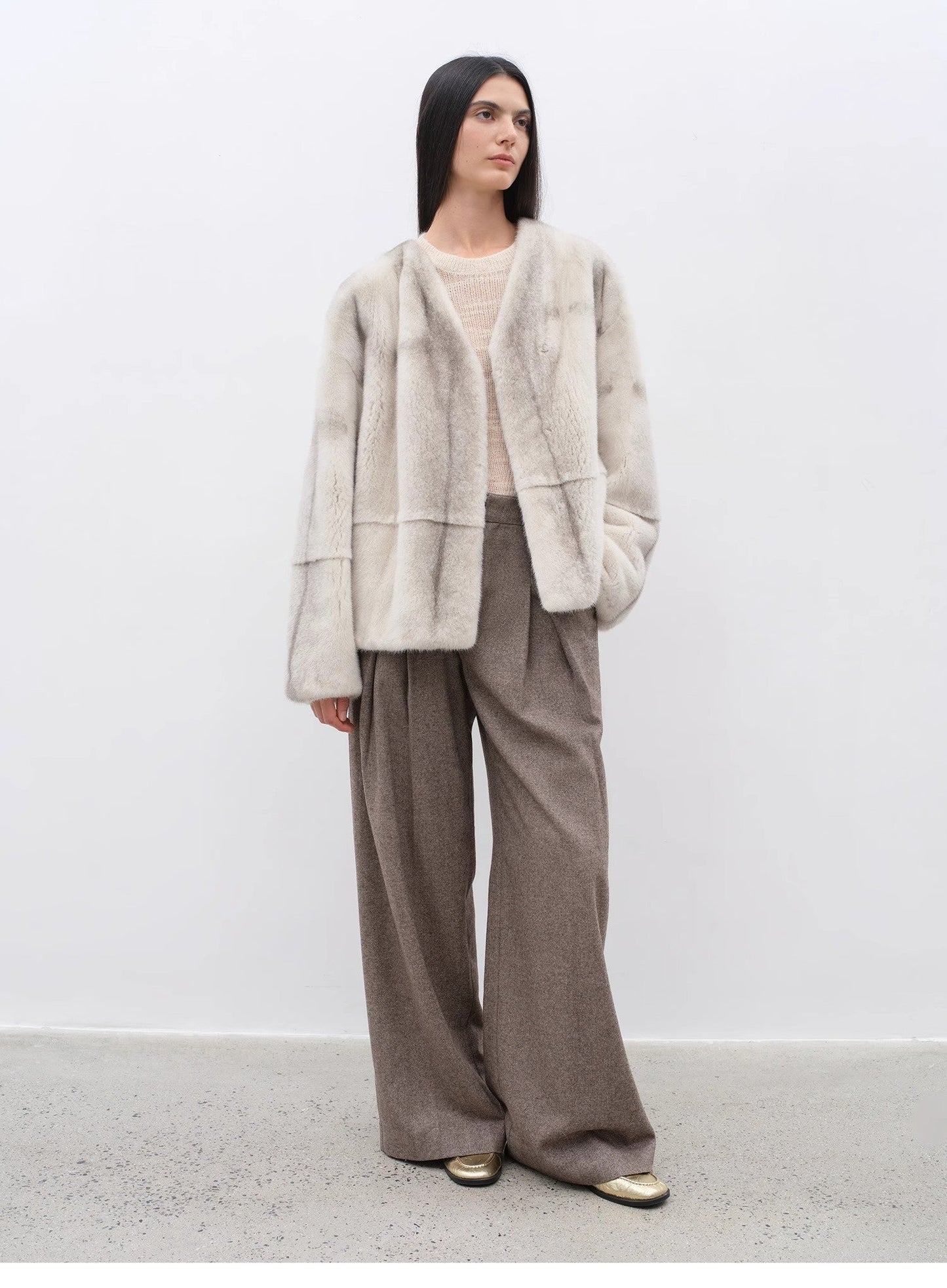 Double-Pleated Wide-Leg Wool Trousers