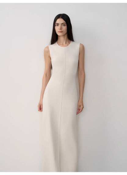 Baslan Merino Wool Extra Long Sleeveless Lazy Knit Dress