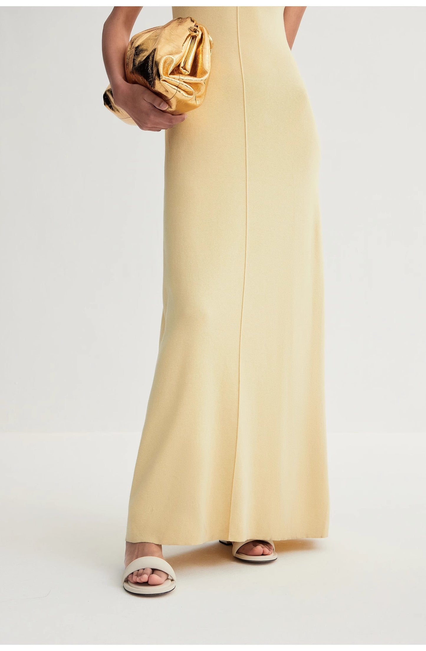 Baslan Merino Wool Extra Long Sleeveless Lazy Knit Dress