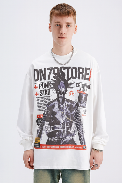 Men's Graphic Round Neck Long Sleeve T-Shirt