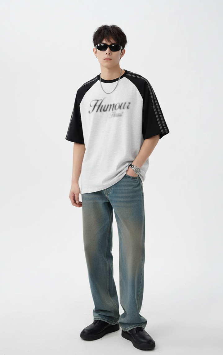 Men‘s Letter Round Neck Half Sleeve T-Shirt