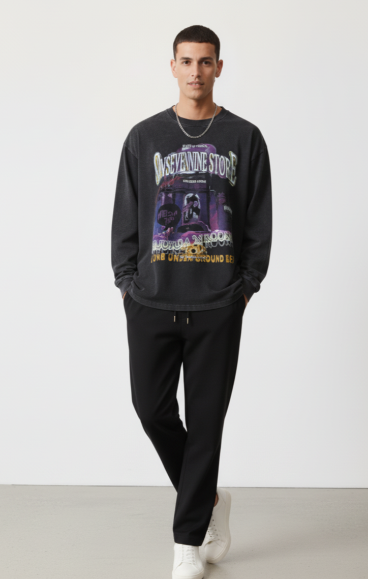 Men's Graphic Round Neck Long Sleeve T-Shirt