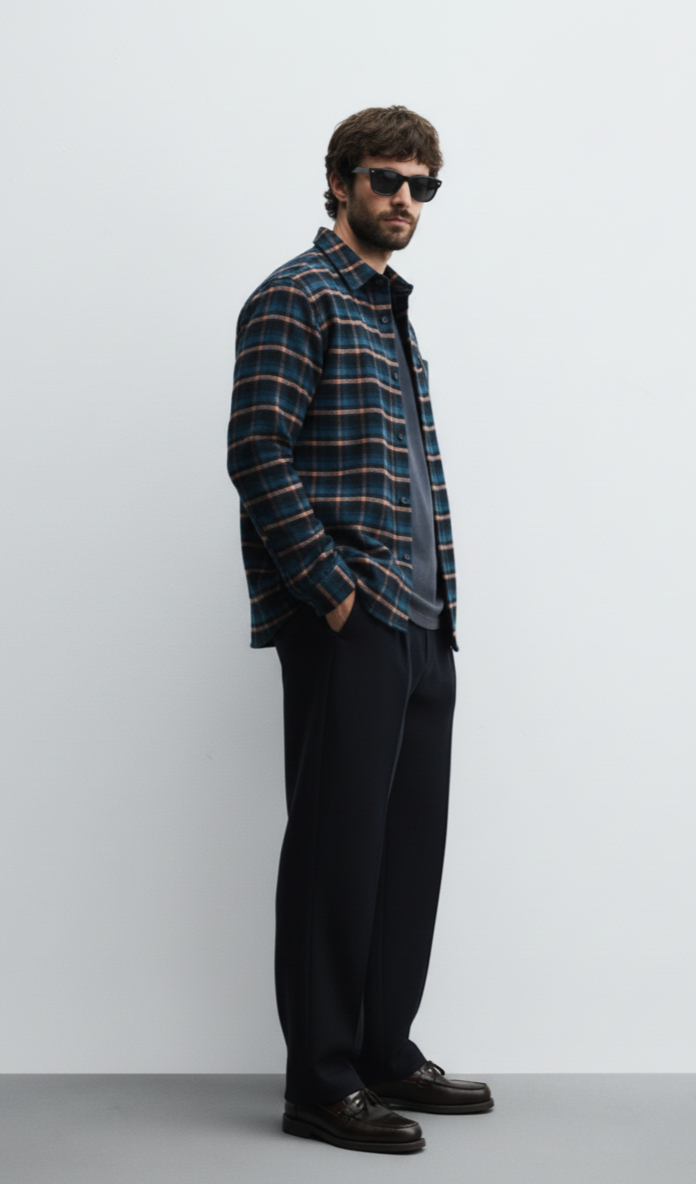 Men's Plus Size Plaid Button-Up Shirt