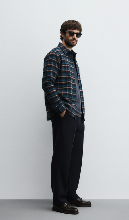 Men's Plus Size Plaid Button-Up Shirt