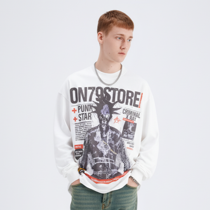 Men's Graphic Round Neck Long Sleeve T-Shirt