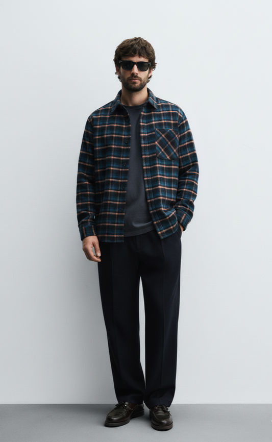 Men's Plus Size Plaid Button-Up Shirt