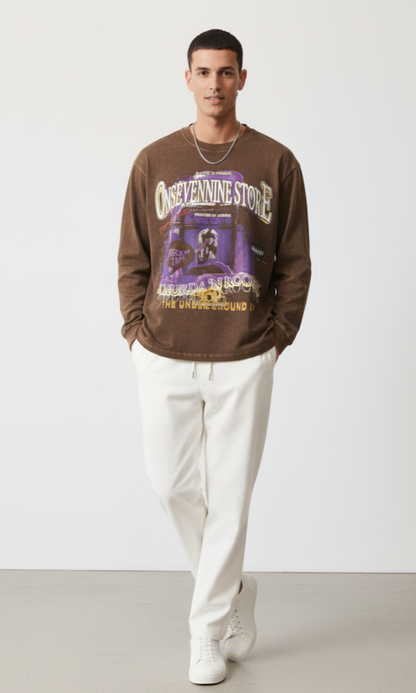 Men's Graphic Round Neck Long Sleeve T-Shirt