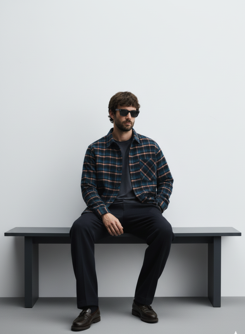 Men's Plus Size Plaid Button-Up Shirt