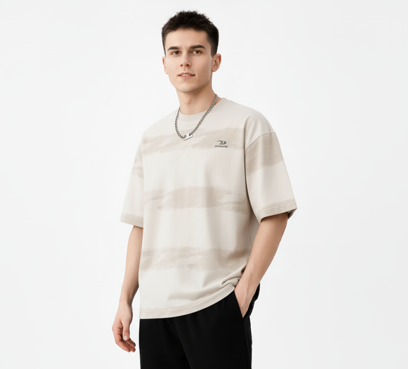Men's Plus Size Basic style Round Neck Striped T-Shirt