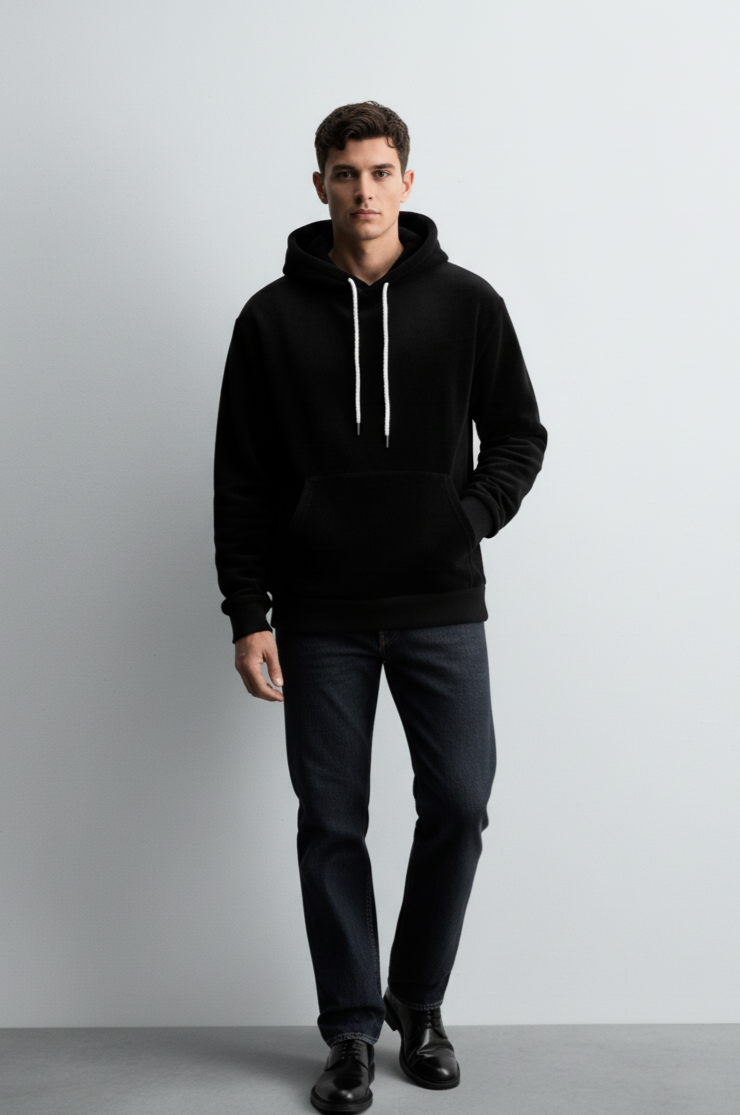 Men's Drawstring Long Sleeve Fleece Hoodie