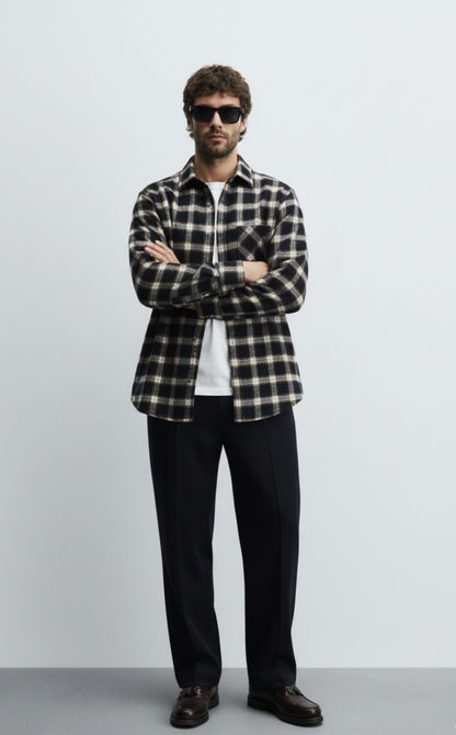 Men's Plus Size Plaid Button-Up Shirt