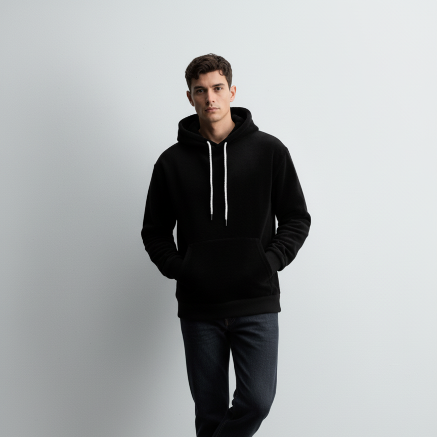 Men's Drawstring Long Sleeve Fleece Hoodie