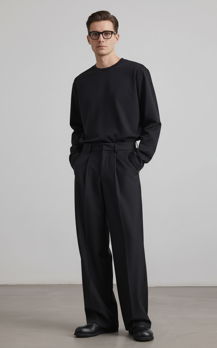 Men's Wide Leg Pleated Flowy Drape Pants