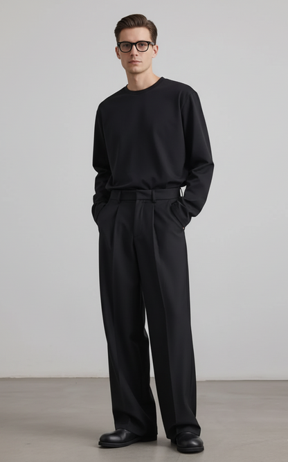 Men's Wide Leg Pleated Flowy Drape Pants