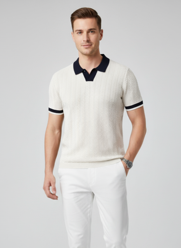 Men's Plus Size Contrast Trim Short Sleeve Polo