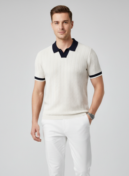 Men's Plus Size Contrast Trim Short Sleeve Polo