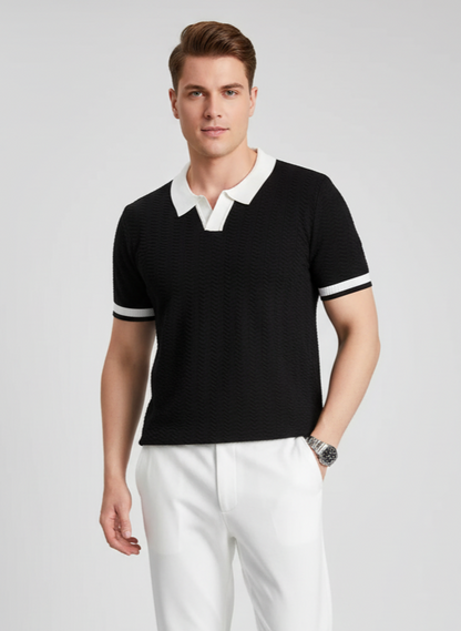 Men's Plus Size Contrast Trim Short Sleeve Polo