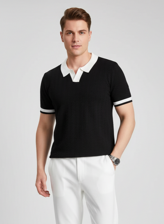 Men's Plus Size Contrast Trim Short Sleeve Polo