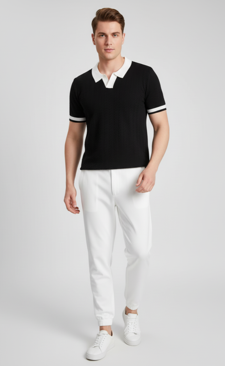 Men's Plus Size Contrast Trim Short Sleeve Polo