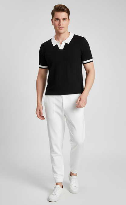 Men's Plus Size Contrast Trim Short Sleeve Polo