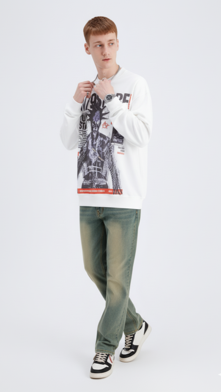 Men's Graphic Round Neck Long Sleeve T-Shirt