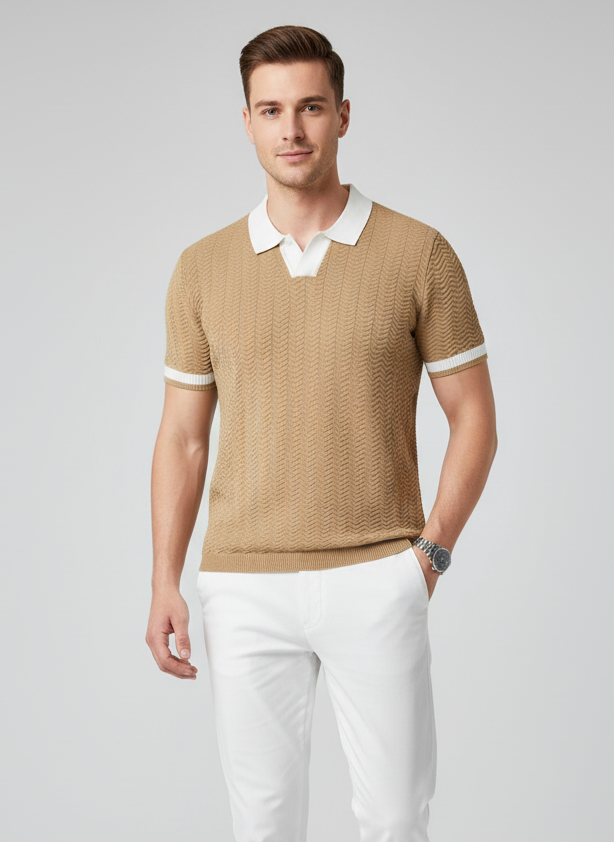 Men's Plus Size Contrast Trim Short Sleeve Polo