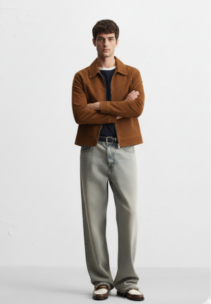 Men's Plus Size Zip Up Long Sleeve Jacket