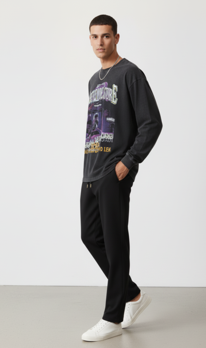 Men's Graphic Round Neck Long Sleeve T-Shirt