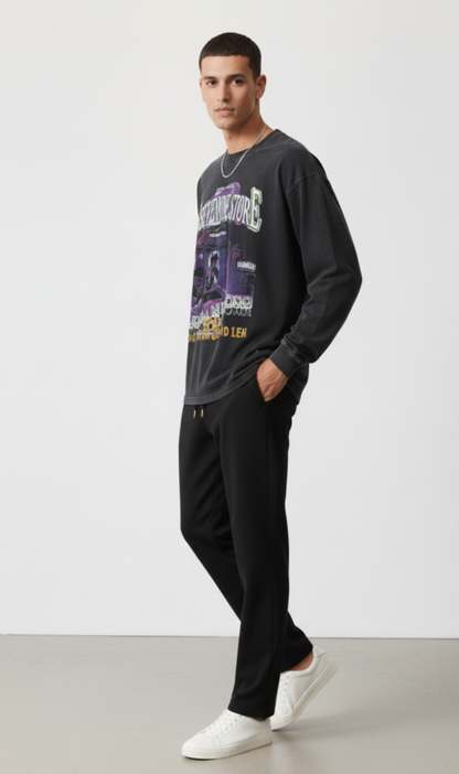 Men's Graphic Round Neck Long Sleeve T-Shirt