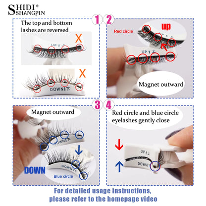 Reusable Magnetic Eyelashes 1 Pair Natural Curly Fluffy Magnetic False Eyelashes No Glue Needed Lashes Makeup with Tweezer Set