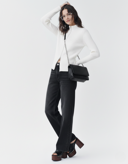 Double Zipper Cardigan Thermal Knitting Coat