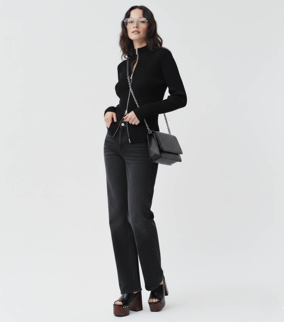 Double Zipper Cardigan Thermal Knitting Coat