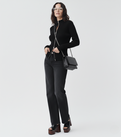 Double Zipper Cardigan Thermal Knitting Coat