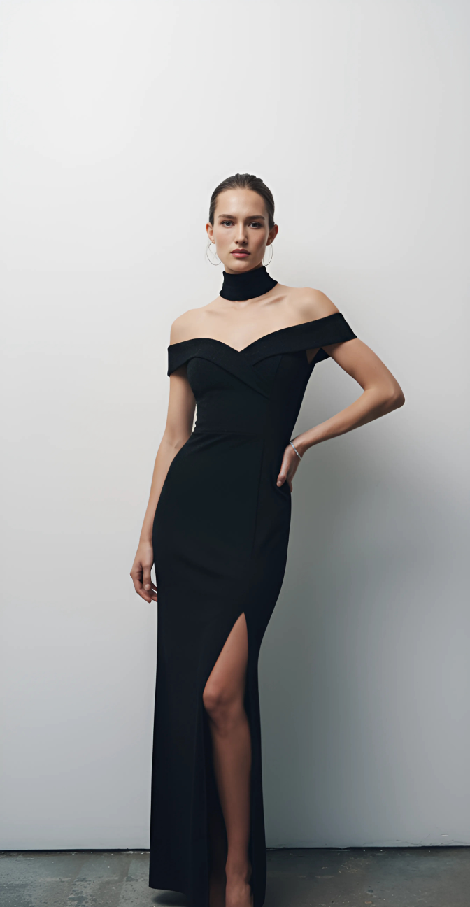 Off-Shoulder Split Maxi Dress