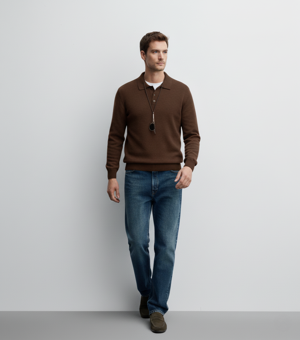 Polo Collar Sweater Autumn And Winter Long Sleeve Lapel Knitwear