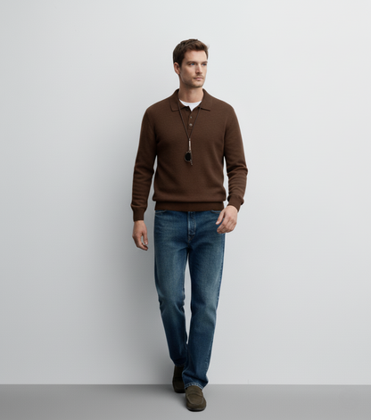 Polo Collar Sweater Autumn And Winter Long Sleeve Lapel Knitwear