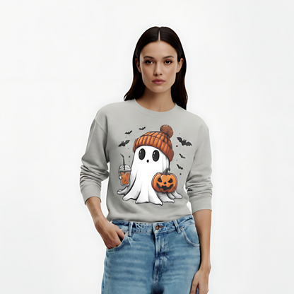 Halloween Ghost Round Neck Sweatshirt
