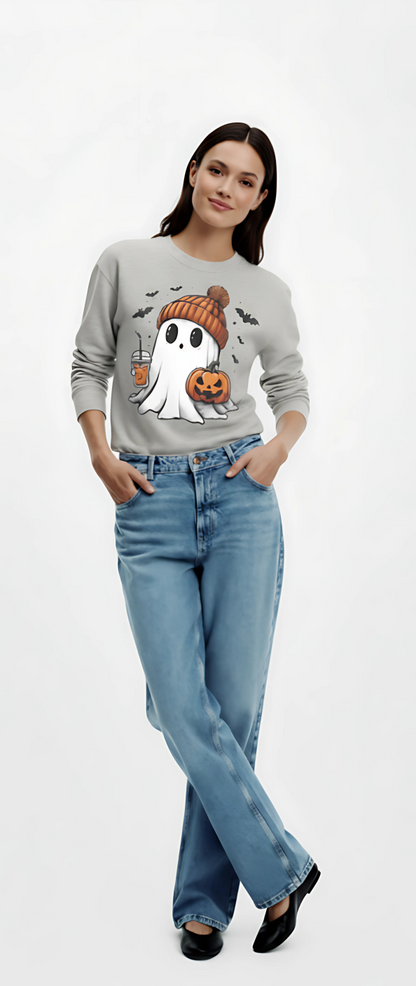 Halloween Ghost Round Neck Sweatshirt
