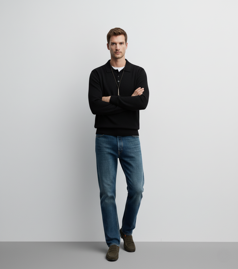 Polo Collar Sweater Autumn And Winter Long Sleeve Lapel Knitwear